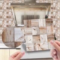 ♗☇□ Imitation Wood Grain Tile Stickers Retro Brick Pattern Floor Stickers Home Decoration Self-Adhesive Waterproof DIY Wall Stickers