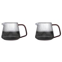 2X pour Over Coffee Server Vertical Stripes Glass Coffee Pot Heat Resistant V60 Drip Coffee Share Pot Barista Kettle