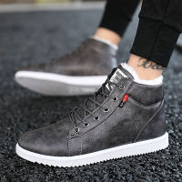 Winter Men Snow Boots with Fur Leather Fleeces Cotton Shoes Warm Waterproof Design Black Gray Snow Boots Platform Causal Sneaker