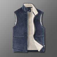 Winter Men Vest Fleece Thicken Warm Sleeveless Mens Waistcoat Zipper Fashion Casual Solid Color Fur Male Vests Large size 6XL