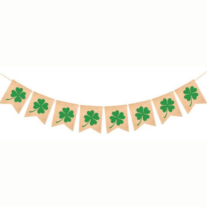 3-pcs-st-patricks-day-banner-shamrock-garland-lucky-banner-burlap-irish-garland-banner-green-four-leaf-banner