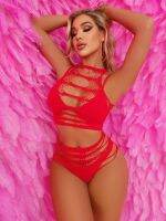 【LZ】❀✺  Sexy Arrastão Lingerie Bodysuit Stripper roupas conjuntos exóticos das mulheres