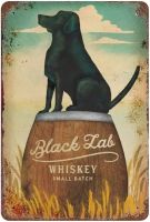 Black Labrador Metal Tin Sign Whiskey Small Batch Funny Poster Bar Living Room Kitchen Bathroom Home Art Wall Decoration Plaque Gift