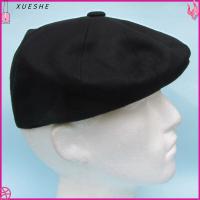 XUESHE สีดำสีดำ หมวกลิ้นเป็ด ครีมกันแดดป้องกันแสงแดด ผ้าคอตตอน หมวกเบเร่ต์ชาย เป็นกลางและเป็นกลาง หมวกลิ้นเป็ดเด็กส่งหนังสือพิมพ์ สำหรับผู้หญิง