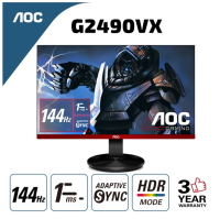 [ประกันศูนย์ 3 ปี] AOC 23.8"G2490VX (HDMI,DP,VA) FullHD FreeSync "144Hz" FHD Gaming Monitor จอมอนิเตอร์ จอเกมมิ่ง - HITECHubon