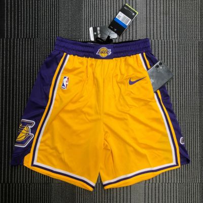 กางเกงขาสั้น NBA Los Angeles Lakers สีเหลือง สําหรับผู้ชาย