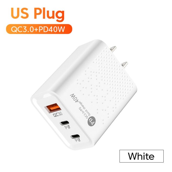 PD ที่ชาร์จระบบ USB เร็ว60W 3พอร์ตปลั๊ก EU/US อะแดปเตอร์เครื่องชาร์จติดผนังสำหรับที่ชาร์จแบตเตอรี่โทรศัพท์14 13 USB C