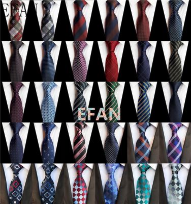 New Dark Color 8cm Ties for Man Classic Stripe Plaid Geometric Necktie Business Wedding Party Gravatas Party Jacquard Ties