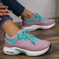 Casual Female Sneakers Womens Vulcanized Shoes 2023 Summer Sports Running Shoes Fashion Color Blocking Platform Wedge Loafers