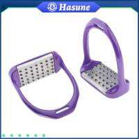 Hasune 1คู่สแตนเลสขี่ม้า Stirrups ความปลอดภัย Treads ลื่น