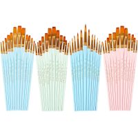 [Kiki tool store] 12Pcs Nylon Hair Wooden Handle Paint Brushes Supplies Watercolor Paint Brush Pen Set for Learning Diy Oil Acrylic Painting Art