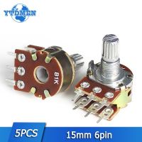 5PCS WH148 6Pin 15mm Potentiometer B1K B2K B5K B10K B20K B50K B100K B500K Linear Potentiometers with Nuts and Washers Kit