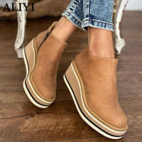 Womens Ankle Boots 2022 Spring Soft Faux Leather Ladies Comfy High Top Platform Shoes Side Zipper Dress Office Party Shoes