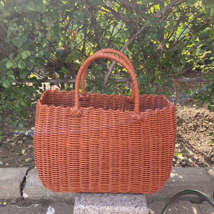 bakul-rotan-bakul-bunga-rotan-hang-basket-straw-picnic-basket-shopping-basket-portable-basket-handmade-wicker-basket-with-handle-straw-storage-camping-storage-basket-picnic-supplies