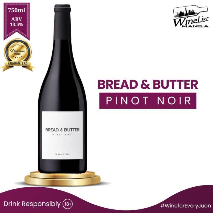 Bread And Butter Pinot Noir Nappa Valley, California, USA Red Wine ...