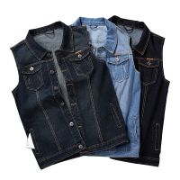 Big Size Brand Clothing Elastic Denim Vest 2022 New Mens Sleeveless Jeans Jackets Male Vintage Casual Vest Man Waistcoat 8XL