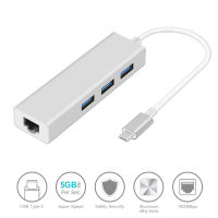 อะแดปเตอร์อีเธอร์เน็ต AUSB-C 3 USB C Hub เป็นอีเธอร์เน็ต RJ45 Lan อะแดปเตอร์การ์ดเครือข่ายกิกะบิตอินเทอร์เน็ตสำหรับ Pro Air Type C HubM