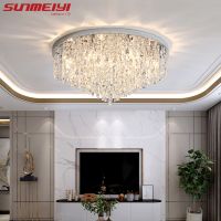 SUNMEIYI โคมไฟคริสตัล LED สีทองสไตล์โมเดิร์น,โคมไฟคริสตัลติดเพดานสำหรับห้องนอนห้องนั่งเล่นห้องครัว