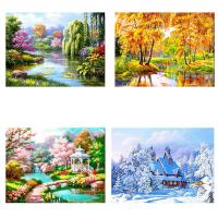 5D Diy Diamond Painting Garden Landscape Cross Embroidery Set Full Diamond Embroidery Art Picture Water Diamond Decoration Cups  Mugs Saucers