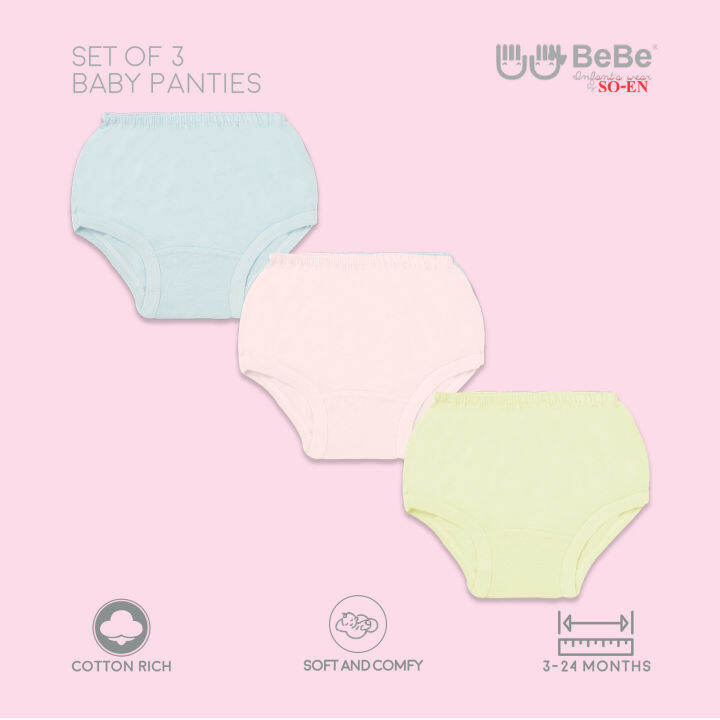 BeBe By SOEN Baby 3in1 Basic Cotton Rich Panties Lazada PH