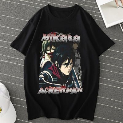 Animes Tshirts Ackerman Eren Yeager Mikasa Ackerman T Shirt Vintage Tee High Street T Shirt Aot Tshirt Gildan Spot 100%