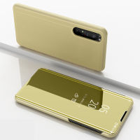 Sony Xperia 1 II Case, RUILEAN Mirror Plating Hard PC +PU Leather Translucent Standing View Casing Cover for Sony Xperia 1 II