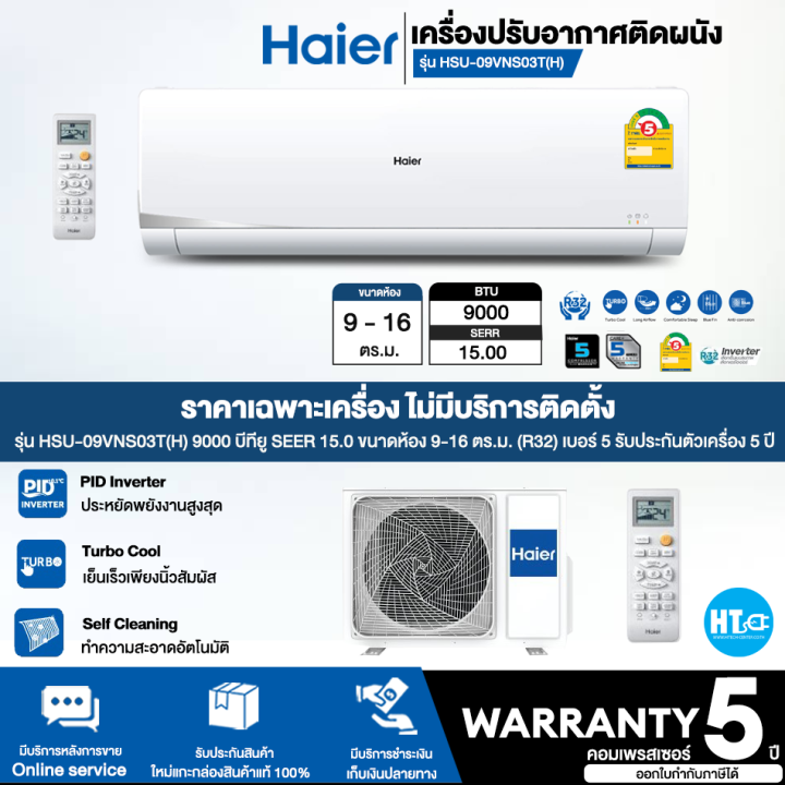 ส่งฟรีทั่วไทย-haier-แอร์บ้านติดผนัง-เครื่องปรับอากาศ-inverter-รุ่น-hsu-09vns03t-ขนาด-9-000-btu-น้ำยา-r32-ไม่มีบริการติดตั้ง-htc