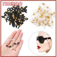 TIINSOO 50PCS สีดำ ปรับได้ แหวนแว่นตา กันลื่น ที่ใส่แว่น ขั้วต่อปลายแว่น สายแว่น รีเทนเนอร์โซ่แว่นตา