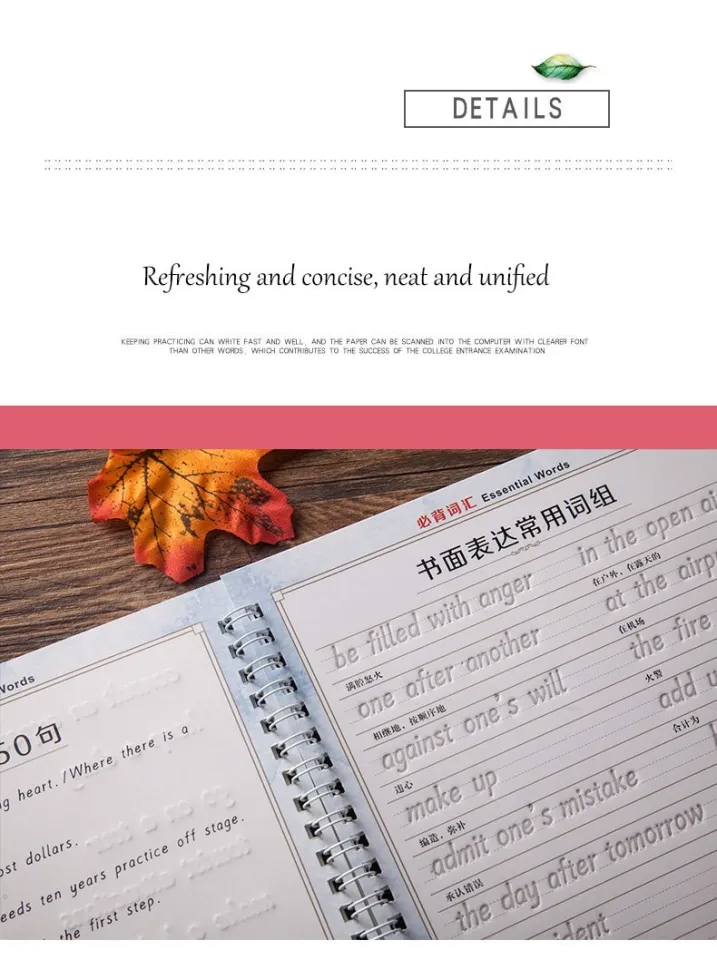 3 Books/Set English Italic Groove Practice Copybook Handwriting Practice  Calligraphy Book English Alphabet Word Reusable Gift