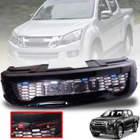 กระจังหน้า หน้ากระจัง มีไฟ LED 4 จุด สี ขาว รุ่น อิซูซุ ดีแม็กซ์ ISUZU D-MAX DMAX ปี 2012 - 2015 โลโก้ ดำ