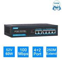 J28 TEROW อุปกรณ์ส่งกระแสไฟฟ้า4 POE + 2 Uplink 100Mbps เครือข่ายอีเธอร์เน็ตที่รวดเร็ว250M VLAN Isolation Series Power เชื่อมต่อสำหรับกล้อง IP/ไร้สาย AP