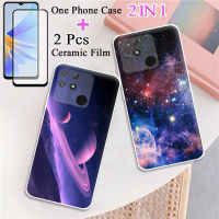 2อิน1สำหรับ Realme GT Neo 3เคสนิ่ม TPU ทำสีเคสโทรศัพท์ด้วยซิลิโคนที่มีฟิล์มกันรอยกันกระแทกโค้ง