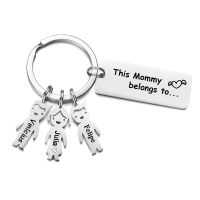 Customized Kids Names KeyRings Stainless Steel Bar Personalized Name Boys Girls Jewelry Charm Children Keychain for Family Gifts Key Chains