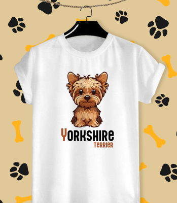 เสื้อยืดสกรีนลาย น้องหมา ยอร์คเชียร์ เทอร์เรีย (Yorkshire Terrier) ผ้า TK สีสันสดใส ใส่สบาย ไม่ยืดไม่ย้วย