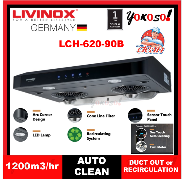 [FOR KLANG VALLEY ONLY] LIVINOX LCH62090B SLIM HOOD 1200m3/hr / HEAT
