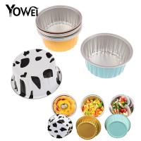 10Pcs Round Aluminum Foil Tin Cup Pudding Cake Mold Reusable Air Fryer Tinfoil Box Small Baking Tray Baking Pastry Tools Baking Trays  Pans