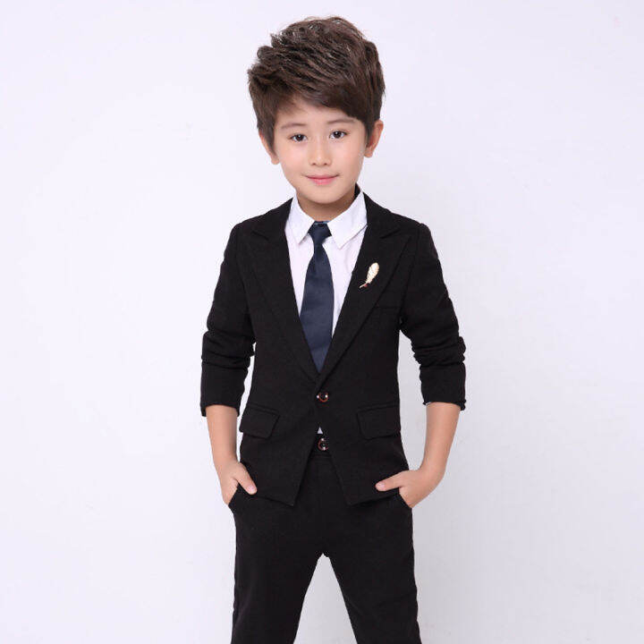 4pcs-boys-formal-set-jacket-pants-tie-brooch-set-kids-formal-suit-long-sleeve-blue-red-blazer-children-birthday-party-school-speech-event-wedding-clothing