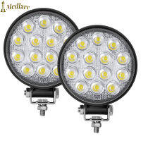 Medlarar ไฟไฟกลม14LED,2ชิ้น4.5นิ้ว42W 2500LM 6000K ไฟขับขี่สำหรับ SUV รถกะบะเอทีวีเรือ IP67กันน้ำ