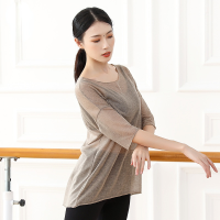 Short Long Sleeved T-shirt Women Spring Autumn Loose Crop Top Casual Basic Dancing Tees Dancewear Tops Adult Training Shirts