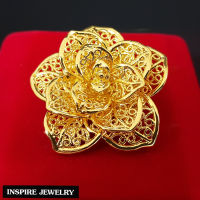 Inspire Jewelry ,เข็มกลัดทอง รูปดอกไม้ หุ้มทองแท้ 24K หรู ขนาด 3.3 x 3.3 CM พร้อมถุงกำมะหยี่