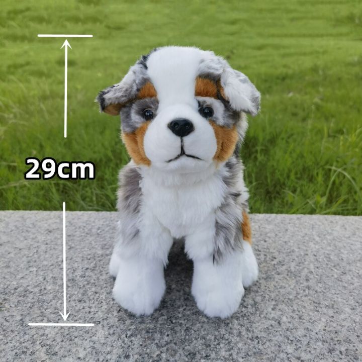 ของขวัญของเล่นตุ๊กตาจำลองสัตว์เหมือนจริงตุ๊กตายัดนุ่นรูปสุนัข-plushie-สุดน่ารักให้สุนัขหมาพันธุ์ออสเตรเลียเชพเพิร์ดสมจริงคุณภาพสูง