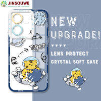 Jinsouwe เคส Y22S เคสสำหรับ Vivo โทรศัพท์,เคสโทรศัพท์การ์ตูนนักบินอวกาศคริสตัลเคสด้านหลังยางแบบนิ่ม