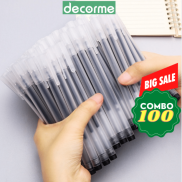 Set 100 Bút gel DecorMe bút gel đen resun bút bi nước đen xanh đỏ mực khô