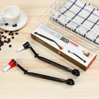 Coffee Machine Brush Cleaner With Spoon 2 In 1 Coffee Grime Cleaning Brush Plastic Handle Cleaner Tools Brush Head Replaceable