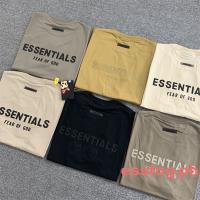 FEAR OF GOD FOG Double Line ESSENTIALS 21ss Back Letter Round Neck Short Sleeve Men Women T-Shirt Trendy 2022