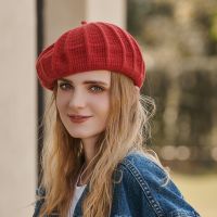 【CW】 HUISHI Fashion Beret Color Knitted Octagonal Hat Bud Cap Painter 39;s Wool Gifts ！