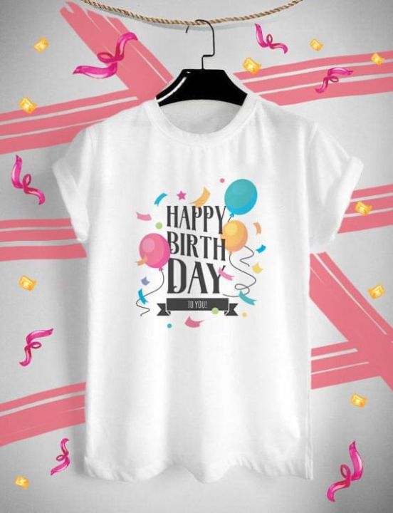 เสื้อยืด-happy-birthday-สุขสันต์วันเกิด-ใส่สบาย-ไม่ยืด-ไม่ย้วย