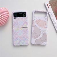 [COD] Ins style leaf fish scale mobile phone case is suitable for Z 3/4 folding screen hard