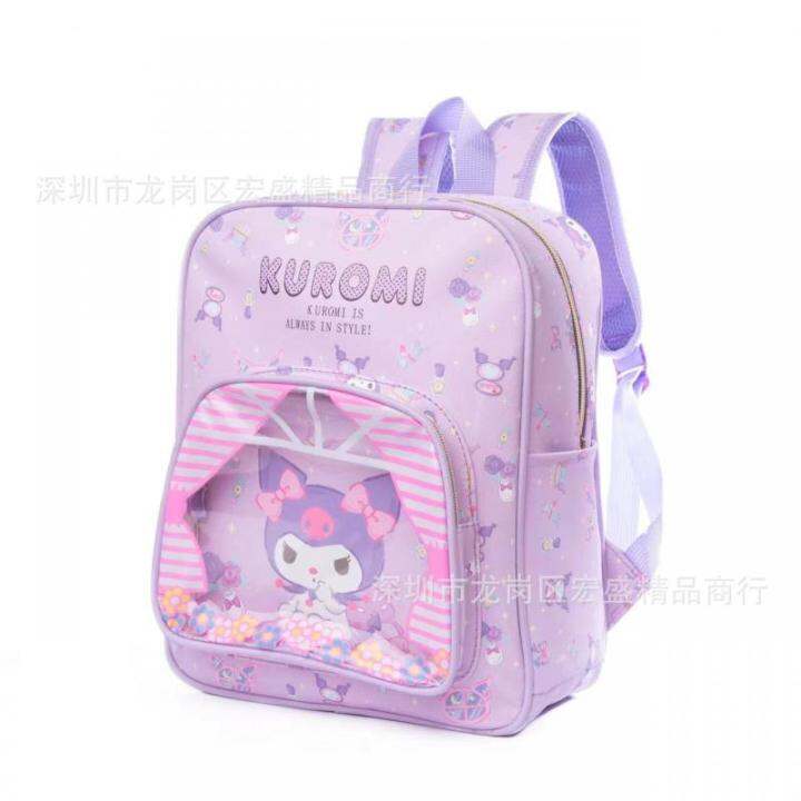 sanrios-kawaii-hello-kittys-cinnamoroll-kuromi-my-melody-cartoon-cute-leather-transparent-childrens-backpack-school-bag