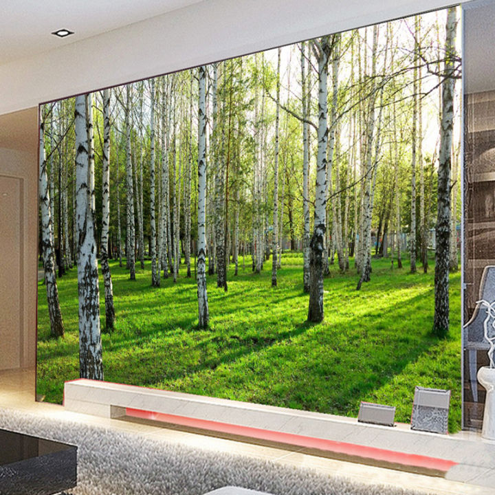 hot-custom-3d-three-dimensional-mural-wallpaper-living-room-bedroom-sofa-tv-background-wallpaper-green-birch-forest-photo-wallpaper